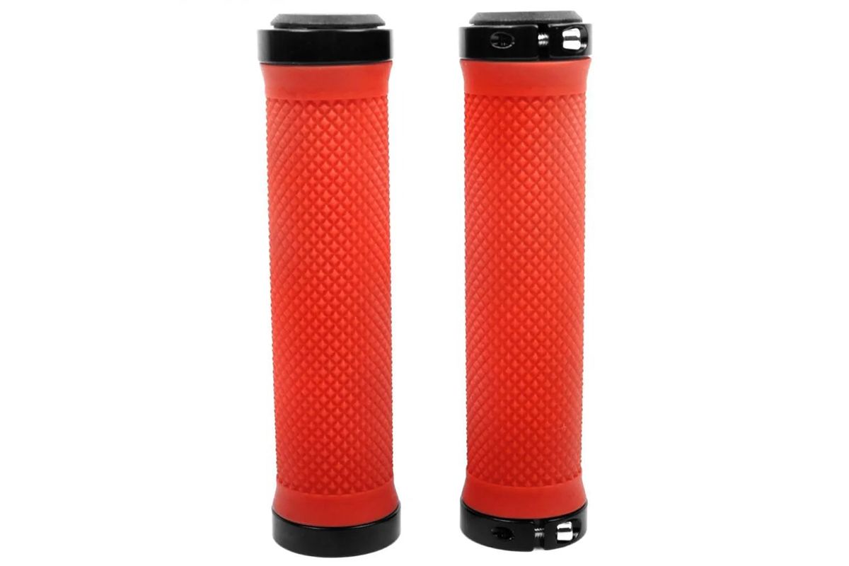 Грипсы с металлическими зажимами, длина 129мм, красные, зажим черный, H-G 119 Red/Black